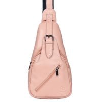 plecak miejski crossbody damski skórzany  - brzoskwiniowy