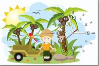 60CM 40CM ZEGAR OBRAZ WYPRAWA SAFARI DRUK PŁÓTNO RAMA