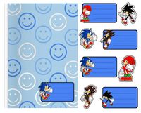 NAKLEJKI NA ZESZYT ZESZYTY NALEPKA 8szt - SONIC WZORY Z GIER + GRATIS