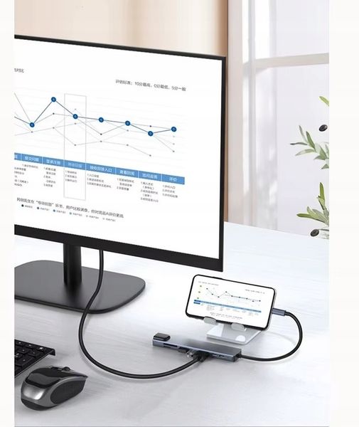 HUB ADAPTER PRZEJŚCIÓWKA USB-C 8w1 2xUSB HDMI SD RJ45 zdjęcie 4