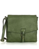 Torebka skórzana listonoszka stylowy minimalizm ala messenger leather bag - MARCO MAZZINI zielona