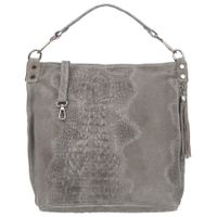 VERA PELLE torebka zamszowa worek kroko z paskiem na ramię V476 j.taupe