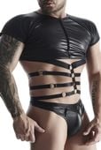 Męski T-Shirt Z Wetlooka Z Dekoracyjnymi Wstawkami Z Taśmy I Gumy Xxl