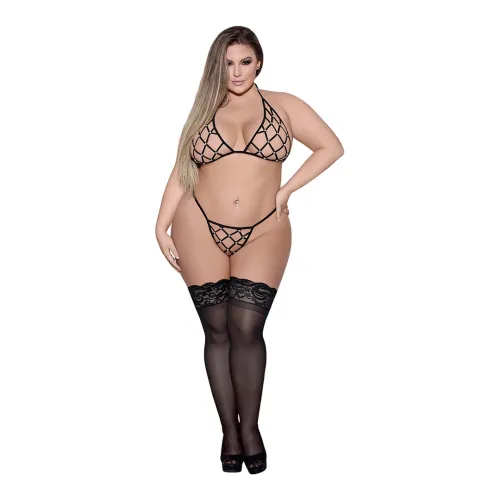 magic silk orthia komplet siateczkowy z ćwiekami plus size czarny na Arena.pl