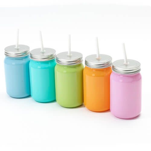 Kubek szklany 450 ml Mason Jar Full Color bez uszka do sublimacji - fioletowy na Arena.pl