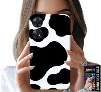 ETUI DO OPPO RENO8 T 4G - CZARNO - BIAŁE ŁATY KROWA, MODNE WZORY