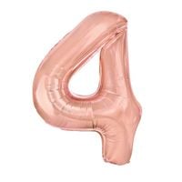 Balon foliowy cyfra 4 różowe złoto 100 cm