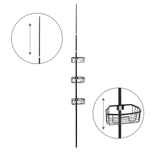 Półka teleskopowa pod prysznic do wanny aluminowa czarna - Yoka na Arena.pl