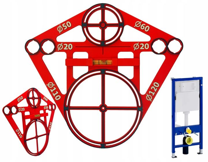 Szablon otworów wzornik płytek geberit poziomica libella stelaż zdjęcie 2