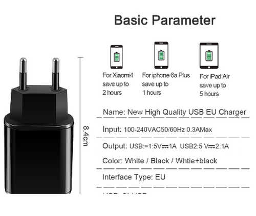 UNIWERSALNA ŁADOWARKA BIAŁA 2.1A 2xUSB PC18 na Arena.pl