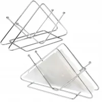 SERWETNIK KUCHENNY STOŁOWY STOJAK NA SERWETKI CHUSTKI METALOWY SREBRNY