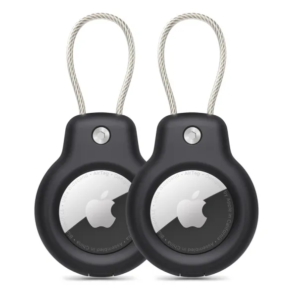 Etui Tech-Protect Rough Vein 2-pack na Apple AirTag - czarne zdjęcie 1