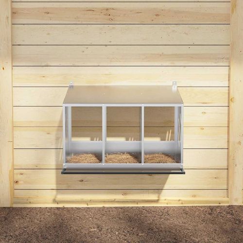 Gniazdo dla kur z 3 przegrodami, metal w kolorze srebrnym na Arena.pl