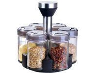 ORGANIZER NA PRZYPRAWY OBROTOWY POJEMNIKI SZKLANE 6 SZTUK PRZYPRAWNIK SÓL