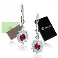 Piękne kolczyki srebrne kolczyki wiszące srebro próba 925 czerwone damskie