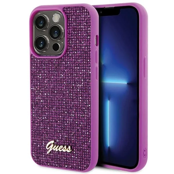 Etui Guess Disco Metal Script na iPhone 15 Pro - różowe zdjęcie 1