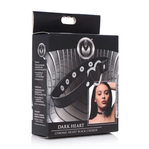 xr brands choker heart czarny, serce chromowane, pasek wegański na Arena.pl