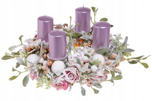 Komplet świec 7,9,11,13cm adwentowe świeczki stroik białe perłowe na Arena.pl