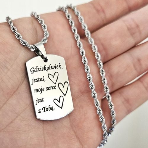 ZESTAW Srebrny nieśmiertelnik z grawerunkiem + łańcuszek srebrny 55cm WZORY na Arena.pl