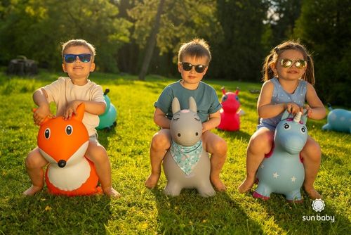 Skoczek pluszowy dla dzieci do skakania Konik brązowy z pompką na Arena.pl