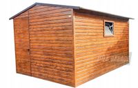 SCHOWEK - DOMEK OGRODOWY 3m x 4m dwuspad - drzwi + okno - drewnopodobny BOX71 3x4