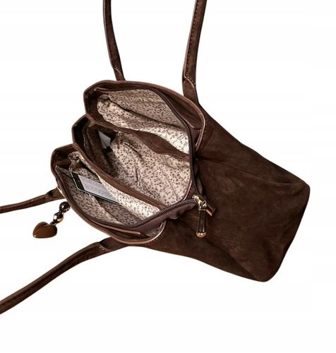 Flora&Co torebka shopper brązowy czekoladowa zamszowa torebka jamnik na Arena.pl