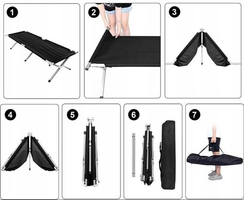 Działkowe Łóżko Polowe Turystyczne Leżak Leżanka XXL Odcień granatu TP190G na Arena.pl