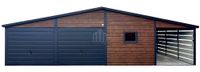 Garaż blaszany 9x6m wiata 3x6m brama uchylna drzwi okno dwuspadowy SO176
