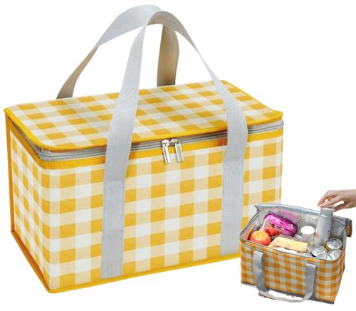 LUNCH BOX termiczna pojemna na jedzenie torba w kratkę duża na Arena.pl