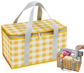 LUNCH BOX termiczna pojemna na jedzenie torba w kratkę duża