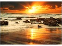 50X70CM WSCHÓD SŁOŃCA WZBURZONYM OCEANEM OBRAZ POKOJU DREWNINE