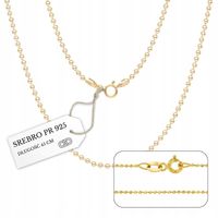 Złoty Łańcuszek Kulkowy Małe Kulki Diamentowany 1mm Srebrny 925 45 cm