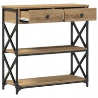 Stół Konsolowy z szufladą z półką dąb artisan 75 x 28 x 75 cm