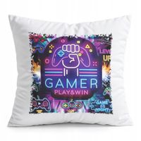 PODUSZKA BIAŁA PREZENT - GAMER GAMEPAD GAMBLING GRY