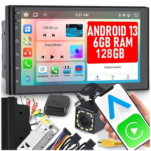 RADIO SAMOCHODOWE 2 DIN ANDROID AUTO CARPLAY 6GB/128GB ANDROID WIFI RDS DSP na Arena.pl
