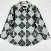 Płaszcz Hollister Argyle w kratę elegancki oversize szary M