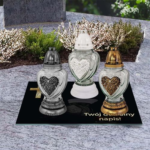 SZKLANA PODSTAWKA POD ZNICZE 60x20cm TWÓJ DOWOLNY NAPIS 16 wzorów na Arena.pl