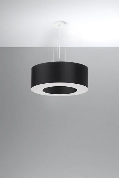 Abażurowa LAMPA wisząca SL.0748 okrągła OPRAWA zwis materiałowy czarny zdjęcie 5