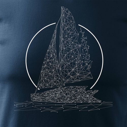 Koszulka żeglarska dla żeglarza z jachtem żaglówką męska granatowa REGULAR XXL na Arena.pl