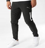 3195 SPODNIE PUMA MĘSKIE ZAPINANE KIESZANIE SPORTOWE DRYCELL CZARNE S