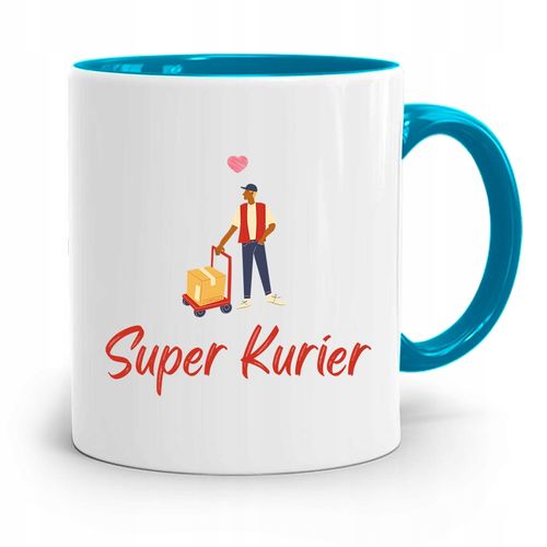Kubek Błękitny Dla Kuriera Super Kurier Prezent Z Nadrukiem Ze Zdjęciem na Arena.pl