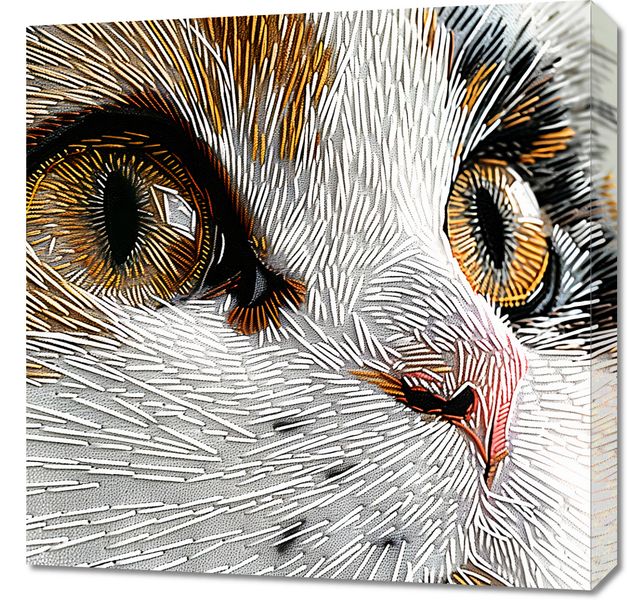 Obraz 60x60cm Nitkowany Kot zdjęcie 1