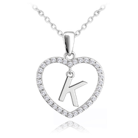MINET Srebrny naszyjnik litera w sercu „K” z cyrkoniami