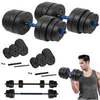 Hantel bitumiczny regulowany 2x20kg do ćwiczeń ciężarek gryf łącznik zestaw