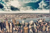 100 70CM OBRAZ PŁÓTNO ZACHÓD SŁOŃCA MANHATTANEM PŁÓTNO RAMA