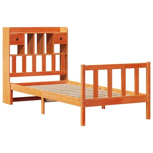 Łóżko z regałem, bez materaca, woskowy brąz, 75x190 cm, sosnowe na Arena.pl