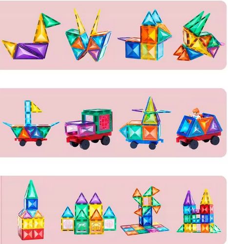 KLOCKI MAGNETYCZNE 3D konstrukcyjne DUŻE EL. Zestaw 45 el. Magnetic Tiles na Arena.pl