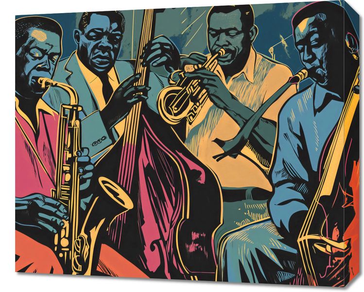 Obraz 60x50cm Jazzmani w Gazie zdjęcie 1
