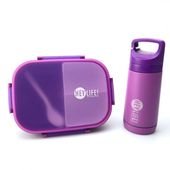 śniadaniówka lunch box zestaw z bidonem fioletowy pjm47f