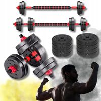 HANTLE 10kg BITUMICZNE 2x5kg + GRYF SZTANGA ZESTAW HANTLI REGULOWANYCH